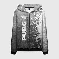 Толстовка 3D на молнии мужская PUBG - grey gradient по-вертикали, цвет: 3D-черный