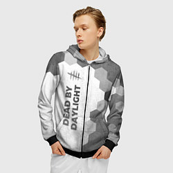 Толстовка 3D на молнии мужская Dead by Daylight - white gradient по-вертикали, цвет: 3D-черный — фото 2