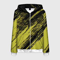 Толстовка 3D на молнии мужская The color is black and yellow, цвет: 3D-белый