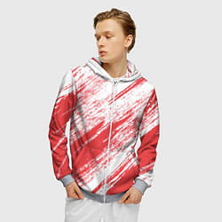 Толстовка 3D на молнии мужская The color is white and red, цвет: 3D-меланж — фото 2