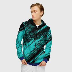Толстовка 3D на молнии мужская The color is black and light blue, цвет: 3D-синий — фото 2
