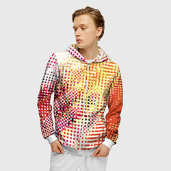 Толстовка 3D на молнии мужская Абстракция жёлтый с оранжевым, цвет: 3D-белый — фото 2