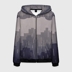 Толстовка 3D на молнии мужская Вечерний дождь, цвет: 3D-черный