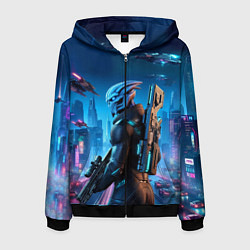 Толстовка 3D на молнии мужская Mass Effect - neon glow fantastic, цвет: 3D-черный