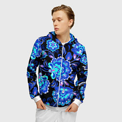 Толстовка 3D на молнии мужская Хохлома негатив, цвет: 3D-белый — фото 2