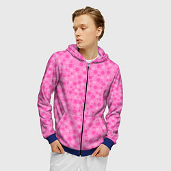 Толстовка 3D на молнии мужская Малиново розовые пузыри и горохи, цвет: 3D-синий — фото 2