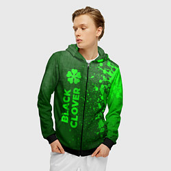 Толстовка 3D на молнии мужская Black Clover - green gradient по-вертикали, цвет: 3D-черный — фото 2