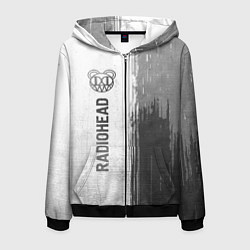 Толстовка 3D на молнии мужская Radiohead - white gradient по-вертикали, цвет: 3D-черный
