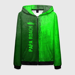 Толстовка 3D на молнии мужская Papa Roach - green gradient по-вертикали, цвет: 3D-черный