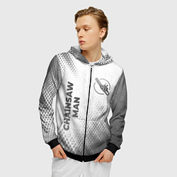 Толстовка 3D на молнии мужская Chainsaw Man - white gradient вертикально, цвет: 3D-черный — фото 2