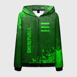 Толстовка 3D на молнии мужская OneRepublic - green gradient вертикально, цвет: 3D-черный