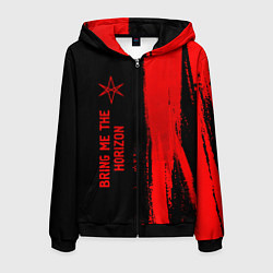 Толстовка 3D на молнии мужская Bring Me the Horizon - red gradient по-вертикали, цвет: 3D-черный