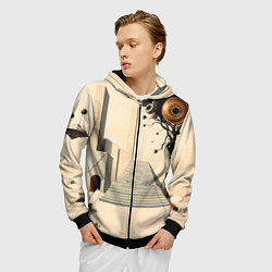 Толстовка 3D на молнии мужская Архитектурный сюр, цвет: 3D-черный — фото 2