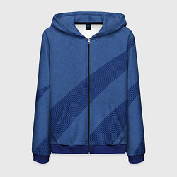 Толстовка 3D на молнии мужская Синий текстурный с полосой, цвет: 3D-синий