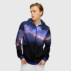 Толстовка 3D на молнии мужская Молния в фиолетовом небе текстура, цвет: 3D-синий — фото 2