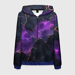 Толстовка 3D на молнии мужская Фиолетовый разлом с молниями, цвет: 3D-синий