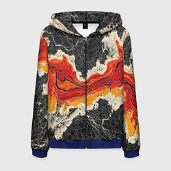 Толстовка 3D на молнии мужская Красно-черная потертая текстура, цвет: 3D-синий