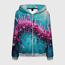 Толстовка 3D на молнии мужская Розовые кристаллы, цвет: 3D-меланж