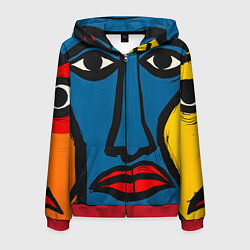 Толстовка 3D на молнии мужская Арт с лицами, цвет: 3D-красный