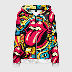 Мужская толстовка на молнии Rolling Stones logo - pop art pattern