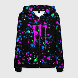 Мужская толстовка на молнии Monster energy неоновые краски