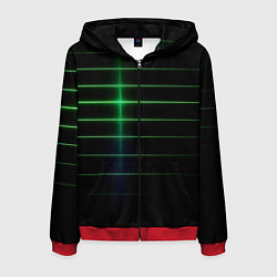 Толстовка 3D на молнии мужская The line is green and black, цвет: 3D-красный
