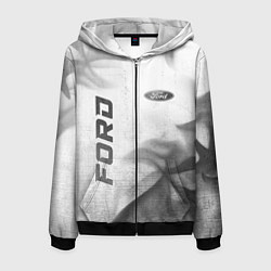 Толстовка 3D на молнии мужская Ford - white gradient вертикально, цвет: 3D-черный