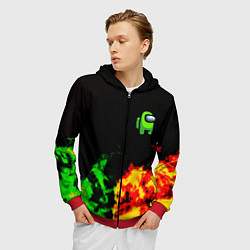 Толстовка 3D на молнии мужская Амонг ас огненная текстура, цвет: 3D-красный — фото 2