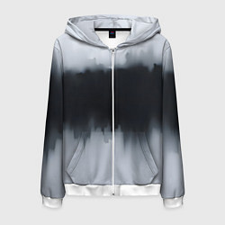 Толстовка 3D на молнии мужская Разводы черной краски, цвет: 3D-белый