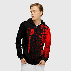 Толстовка 3D на молнии мужская Danganronpa - red gradient по-вертикали, цвет: 3D-черный — фото 2
