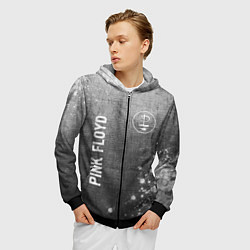 Толстовка 3D на молнии мужская Pink Floyd - grey gradient вертикально, цвет: 3D-черный — фото 2