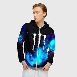 Толстовка 3D на молнии мужская Monster energy космос, цвет: 3D-меланж — фото 2