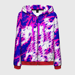 Толстовка 3D на молнии мужская Monster energy краски гранж, цвет: 3D-красный