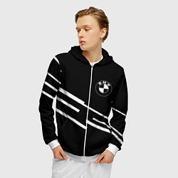 Толстовка 3D на молнии мужская BMW geometry line, цвет: 3D-белый — фото 2