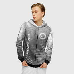 Толстовка 3D на молнии мужская Mercedes - grey gradient вертикально, цвет: 3D-черный — фото 2
