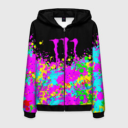 Мужская толстовка на молнии Monster energy краски неоновые