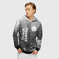 Толстовка 3D на молнии мужская Black Clover - grey gradient вертикально, цвет: 3D-черный — фото 2