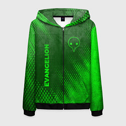 Толстовка 3D на молнии мужская Evangelion - green gradient вертикально, цвет: 3D-черный