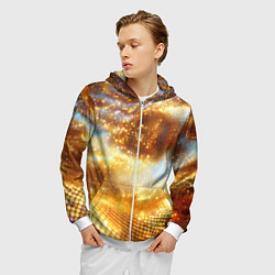 Толстовка 3D на молнии мужская Блестящая золотая текстура, цвет: 3D-белый — фото 2