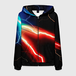Толстовка 3D на молнии мужская Lightning light, цвет: 3D-черный