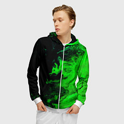 Толстовка 3D на молнии мужская Color green black, цвет: 3D-белый — фото 2