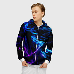 Толстовка 3D на молнии мужская Color blue pink, цвет: 3D-белый — фото 2