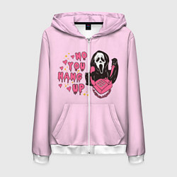 Толстовка 3D на молнии мужская Крик по телефону, цвет: 3D-белый