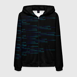 Толстовка 3D на молнии мужская Color blue black strip, цвет: 3D-черный