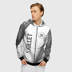 Толстовка 3D на молнии мужская Skillet - white gradient вертикально, цвет: 3D-черный — фото 2