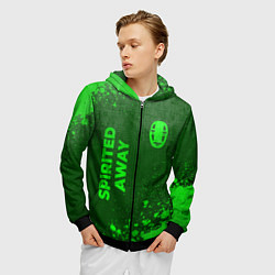Толстовка 3D на молнии мужская Spirited Away - green gradient вертикально, цвет: 3D-черный — фото 2