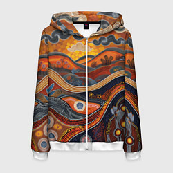 Толстовка 3D на молнии мужская Горы и холмы в виде узоров, цвет: 3D-белый