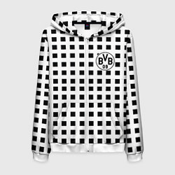 Толстовка 3D на молнии мужская Borussia pattern, цвет: 3D-белый