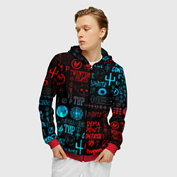 Толстовка 3D на молнии мужская Twenty one pilots rock pattern, цвет: 3D-красный — фото 2
