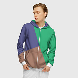 Толстовка 3D на молнии мужская Триада зелёный фиолетовый и коричневый геометричны, цвет: 3D-белый — фото 2